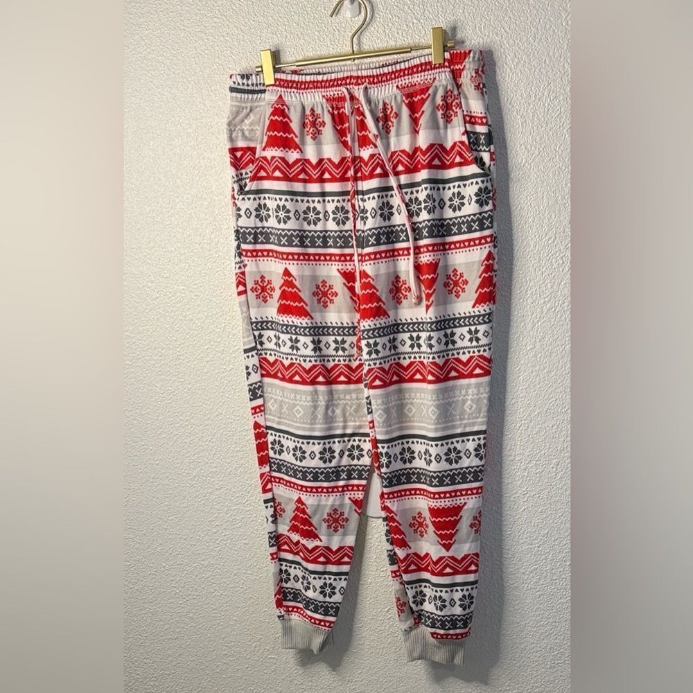 Black Sheep Farm Red and Gray Patterned Joggers-Large